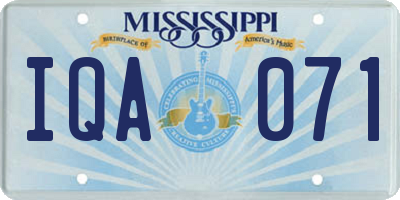 MS license plate IQA071