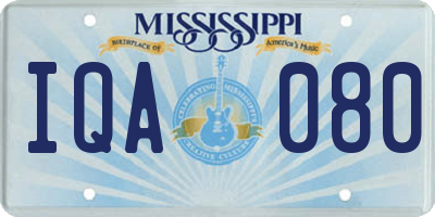 MS license plate IQA080