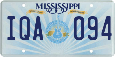 MS license plate IQA094