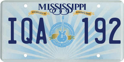MS license plate IQA192