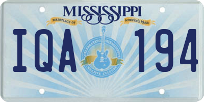 MS license plate IQA194