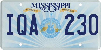 MS license plate IQA230