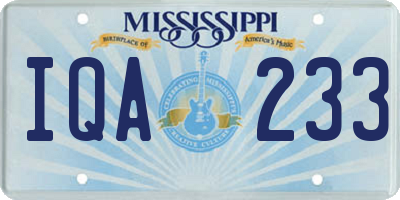 MS license plate IQA233