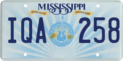 MS license plate IQA258