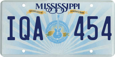 MS license plate IQA454