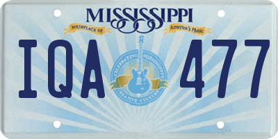 MS license plate IQA477