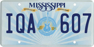 MS license plate IQA607