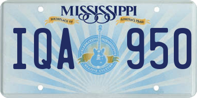 MS license plate IQA950