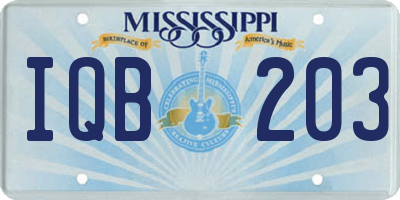 MS license plate IQB203