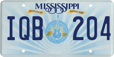 MS license plate IQB204
