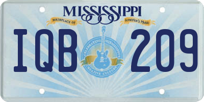 MS license plate IQB209