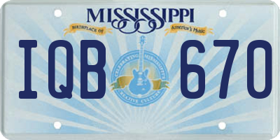 MS license plate IQB670