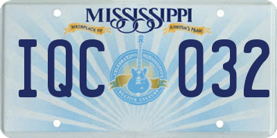 MS license plate IQC032