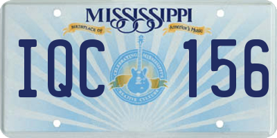 MS license plate IQC156