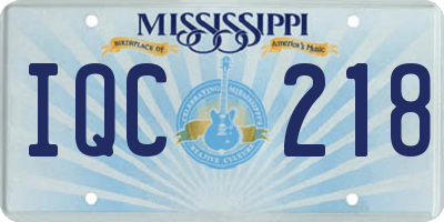 MS license plate IQC218