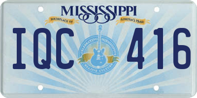 MS license plate IQC416