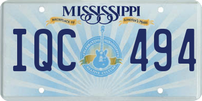 MS license plate IQC494