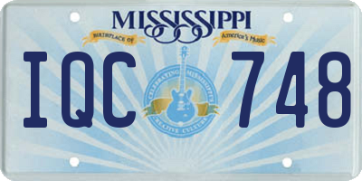 MS license plate IQC748