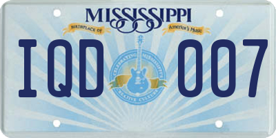 MS license plate IQD007