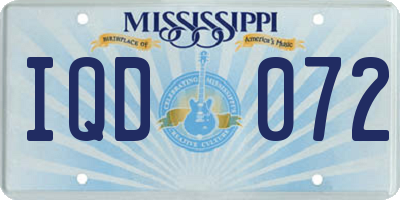 MS license plate IQD072