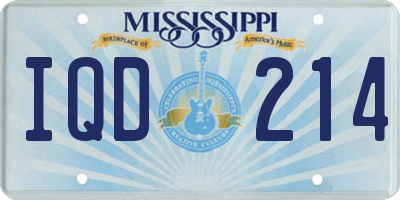 MS license plate IQD214