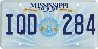 MS license plate IQD284