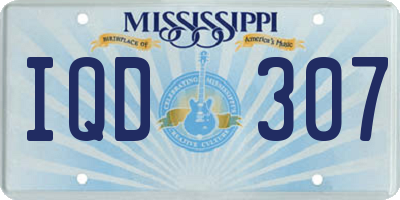 MS license plate IQD307
