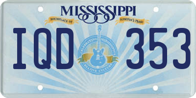 MS license plate IQD353