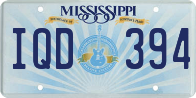MS license plate IQD394