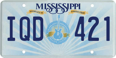 MS license plate IQD421