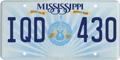 MS license plate IQD430