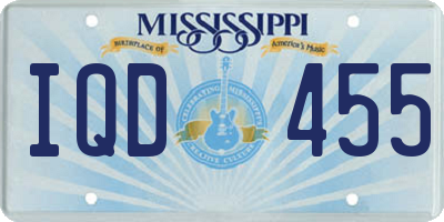 MS license plate IQD455
