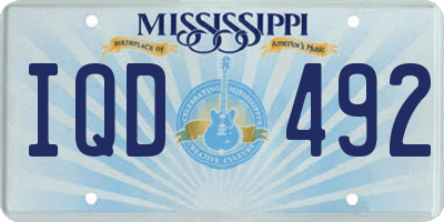 MS license plate IQD492