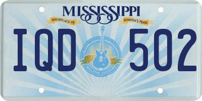 MS license plate IQD502