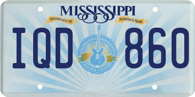 MS license plate IQD860