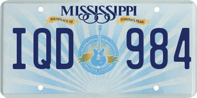 MS license plate IQD984