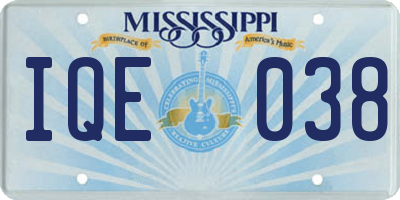 MS license plate IQE038