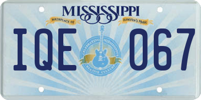 MS license plate IQE067