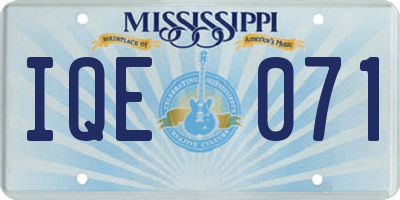 MS license plate IQE071