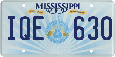 MS license plate IQE630