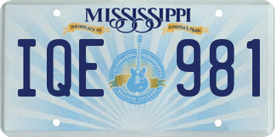 MS license plate IQE981