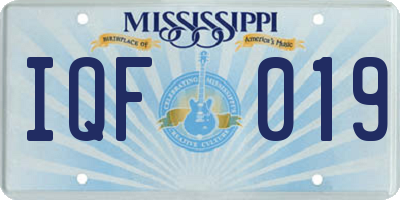 MS license plate IQF019