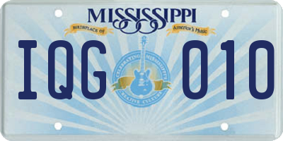 MS license plate IQG010