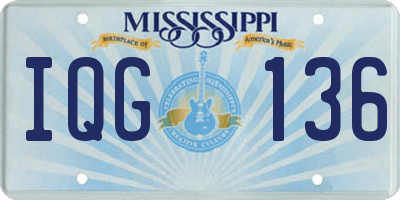 MS license plate IQG136