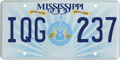 MS license plate IQG237