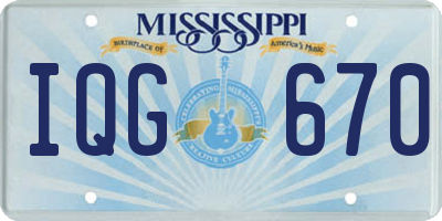 MS license plate IQG670