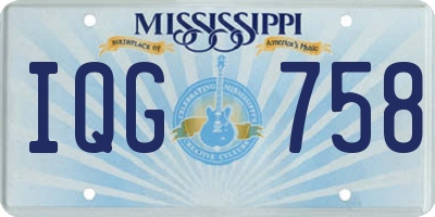 MS license plate IQG758