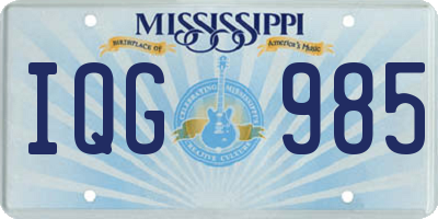 MS license plate IQG985