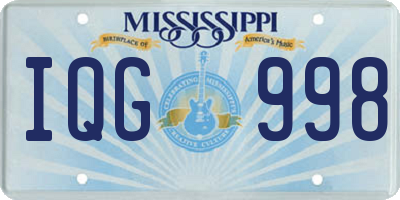 MS license plate IQG998