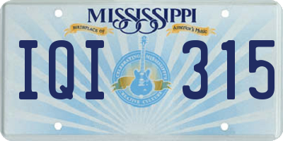 MS license plate IQI315